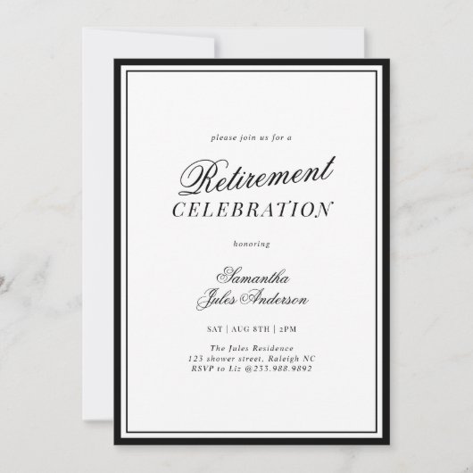 Modern Elegant Script Retirement Celebration Einladung (Vorderseite)