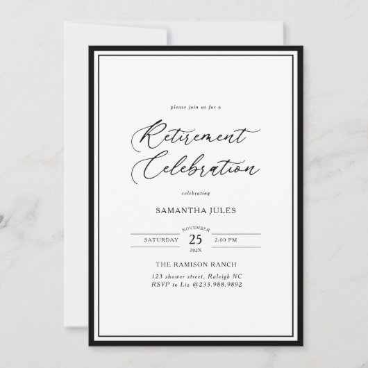 Modern Elegant Script Retirement Celebration Einladung (Vorderseite)