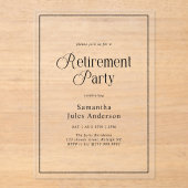 Modern Elegant Script Retirement Party  Acryleinladungen (Vorderseite)
