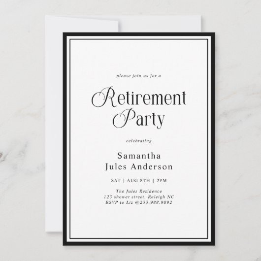 Modern Elegant Script Retirement Party  Einladung (Vorderseite)