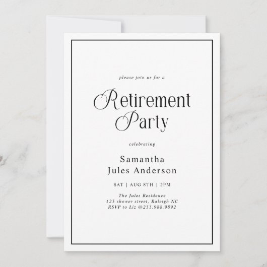 Modern Elegant Script Retirement Party  Einladung (Vorderseite)