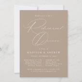 Modern Elegant Script Taupe Photo Rehearsal Dinner Einladung (Vorderseite)