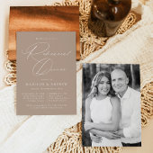 Modern Elegant Script Taupe Photo Rehearsal Dinner Einladung