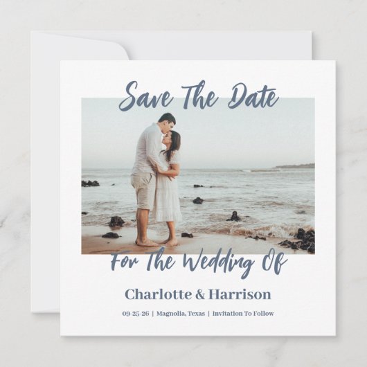 Modern Elegant Script Wedding Photo Save The Date (Vorderseite)