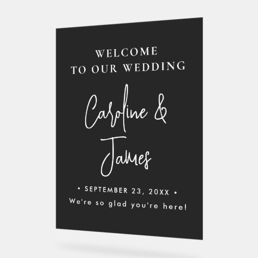 Modern Elegant Script Wedding Welcome  Acrylic Sig Acrylschild (Winkel)