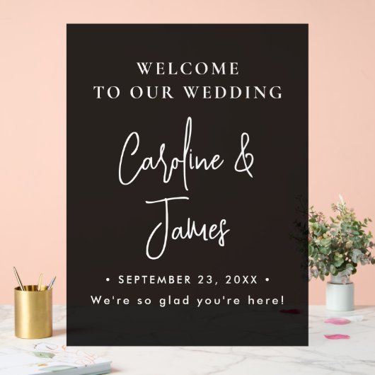 Modern Elegant Script Wedding Welcome  Acrylic Sig Acrylschild (Hochzeit)