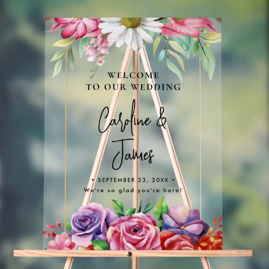 Modern Elegant Script Wedding Welcome  Acrylic Sig Acrylschild (Neutral)