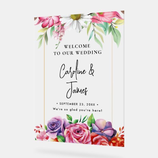 Modern Elegant Script Wedding Welcome  Acrylic Sig Acrylschild (Winkel)