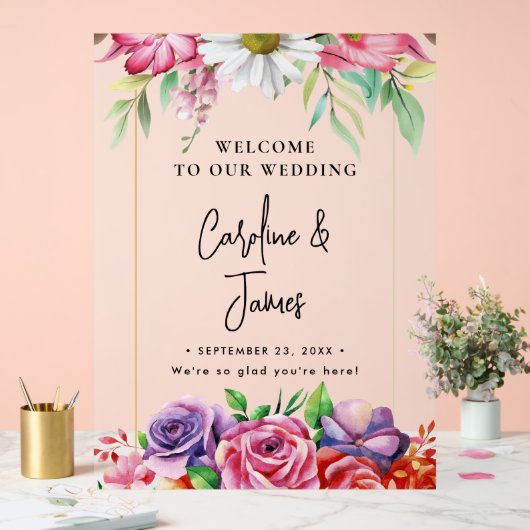 Modern Elegant Script Wedding Welcome  Acrylic Sig Acrylschild (Hochzeit)