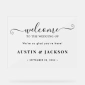 Modern Elegant Script Wedding Welcome Acrylschild (Vorderseite)