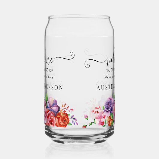 Modern Elegant Script Wedding Welcome Dosenglas (Rechts)