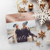 Modern & Elegant Shear Rose Gold Sister Foto Keramikornament