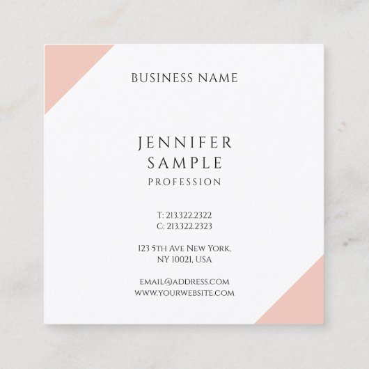 Modern Elegant Simple Design Template Luxury Quadratische Visitenkarte (Rückseite)