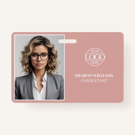 Modern Elegant Simple Dusty Rose Employee Photo ID Ausweis (Vorderseite)