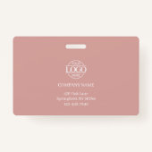 Modern Elegant Simple Dusty Rose Employee Photo ID Ausweis (Rückseite)