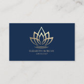 Modern Elegant Simple Gold Lotus Navy Blue Visitenkarte (Vorderseite)