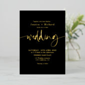 Modern elegant simple gold wedding script folieneinladung (Stehend vorne)