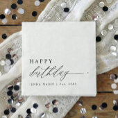 Modern Elegant Simple Happy Birthday Script Serviette