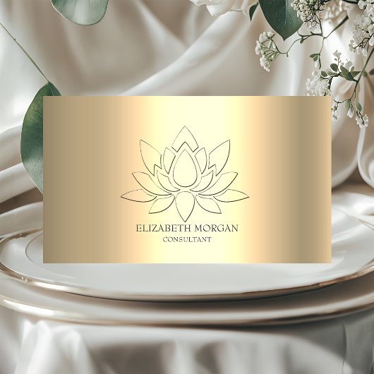 Modern Elegant Simple Lotus Gold Metallic Visitenkarte