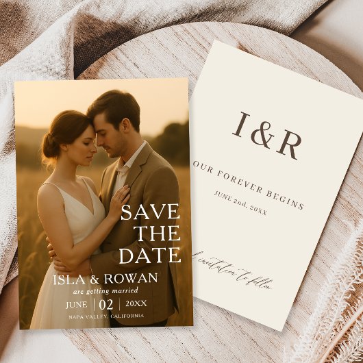 Modern Elegant Simple Photo Wedding Save The Date