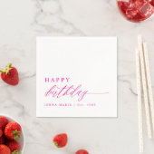 Modern Elegant Simple Pink Happy Birthday Serviette (Beispiel)