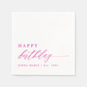 Modern Elegant Simple Pink Happy Birthday Serviette (Vorderseite)