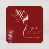 Modern Elegant Simple Plain,Gold Scissors Red Quadratische Visitenkarte (Vorderseite)