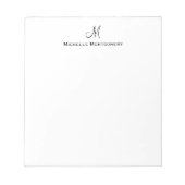 Modern Elegant Simple Script Monogram Initial Notizblock (Vorderseite)