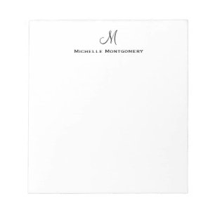 Modern Elegant Simple Script Monogram Initial Notizblock