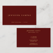 Modern Elegant Simple Template Luxury Maroon Red Visitenkarte (Vorne/Hinten)