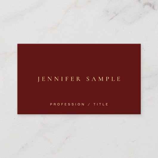 Modern Elegant Simple Template Luxury Maroon Red Visitenkarte (Vorderseite)