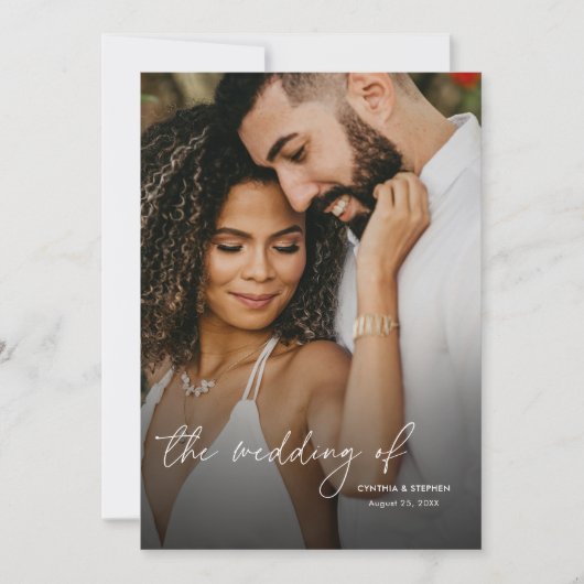 Modern Elegant Simple Vertical Photo Wedding Einladung (Vorderseite)