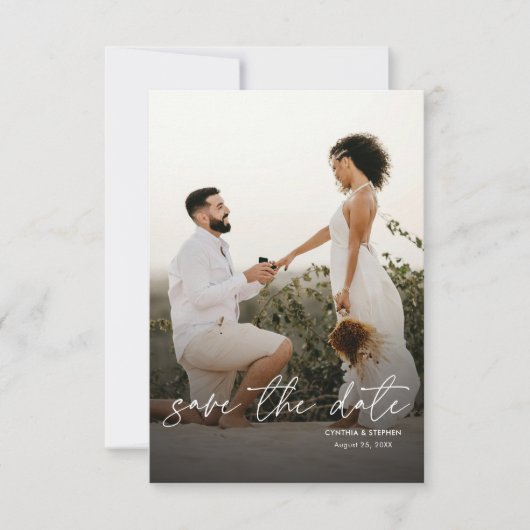 Modern Elegant Simple Vertical Photo Wedding Save The Date (Vorderseite)