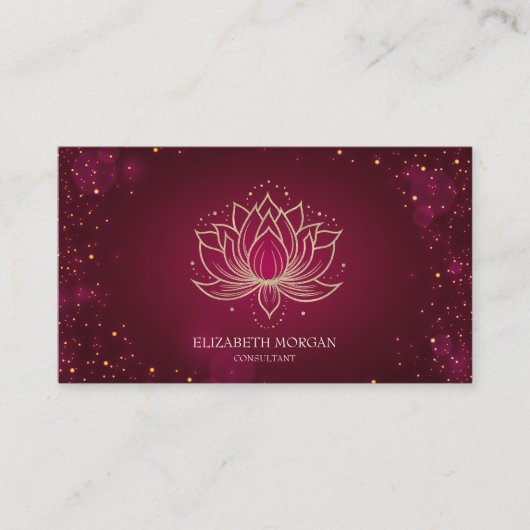 Modern Elegant Stilvoll Gold Lotus Rot Visitenkarte (Vorderseite)