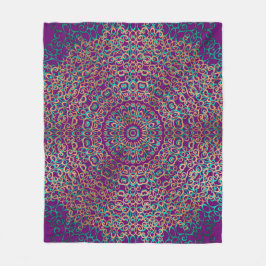 Modern & elegant Stilvoll Mandala Boho Dark Lila Fleecedecke