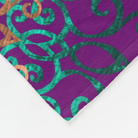 Modern & elegant Stilvoll Mandala Boho Dark Lila Fleecedecke (Ecke)