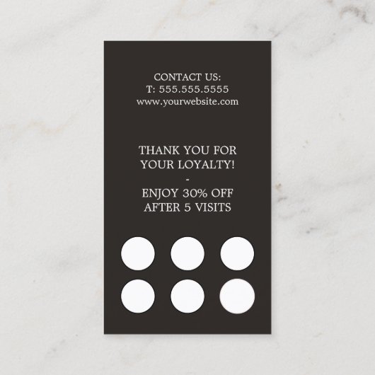 Modern Elegant Stylish Black White Hair Salon Treuekarte (Rückseite)
