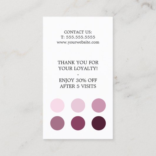 Modern Elegant Stylish Pastel White Hair Salon Treuekarte (Rückseite)