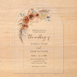 Modern Elegant Terracotta Fall Floral Wedding  Acryleinladungen