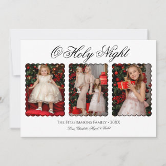 Modern Elegant Three Photo Family Christmas Card Einladung