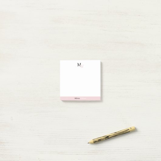 Modern Elegant Two Tone Monogram Post-it Klebezettel (Auf Schreibtisch)