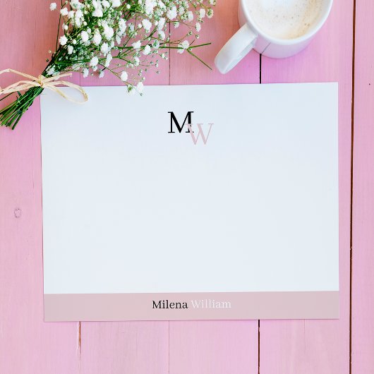 Modern Elegant Two Tone Monogrammed Mitteilungskarte