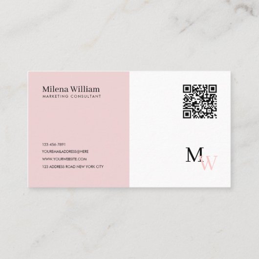 Modern Elegant Two Tone QR Code Visitenkarte (Rückseite)