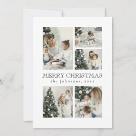 Modern Elegant Typography Photo Collage Christmas Feiertagskarte
