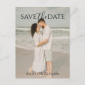 Modern Elegant Typography Photo Save the Date Postkarte (Vorderseite)