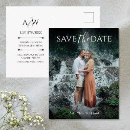 Modern Elegant Typography Photo Save the Date Postkarte