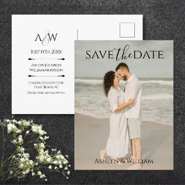 Modern Elegant Typography Photo Save the Date Postkarte