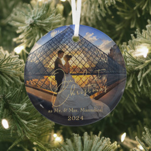 Modern Elegant Unser erstes Weihnachten Herr Frau  Ornament Aus Glas
