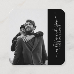 Modern Elegant Unterschrift Fotograf Quadratische Visitenkarte
