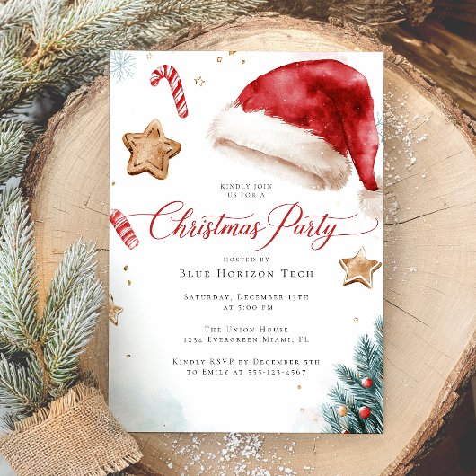 Modern Elegant Watercolor Christmas Party Einladung